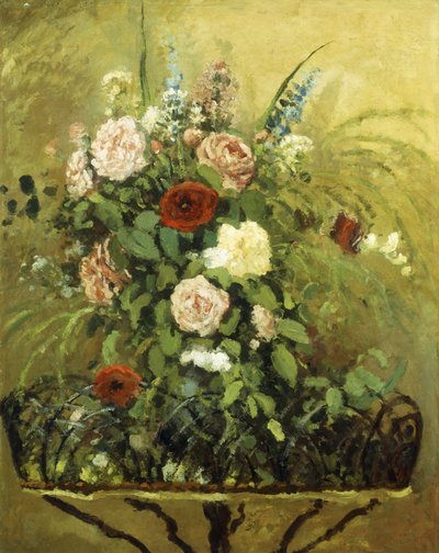 Rustik Ahşap Jardiniere ile Çiçek Buketi; Rustik Ahşap Saksılı Çiçek Buketi, 1876 dolayları by Camille Jacob Pissarro