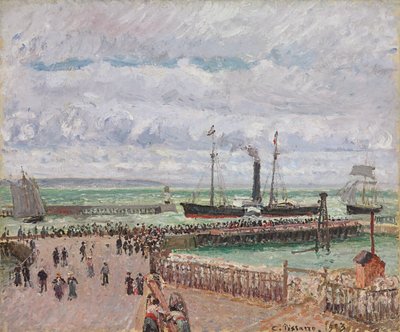 Le Havre Limanı ve Batı Dalgakıranlarına Giriş, Aydınlık Gri Hava; Le Havre limanına giriş ve batı dalgakıran, parlak gri hava, 1903 by Camille Jacob Pissarro