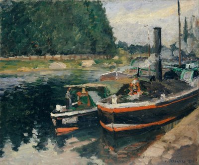 Pontoise limanındaki mavnalar by Camille Jacob Pissarro