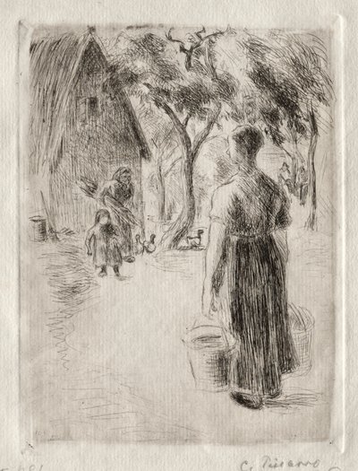 Kova Taşıyan Köylü Kadın, 1889. by Camille Jacob Pissarro