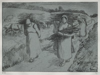 Fagot Taşıyan Köylüler, c. 1896. by Camille Jacob Pissarro