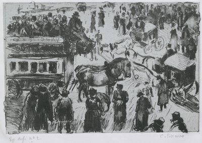 Place du Havre, Paris, c. 1897 (çinko üzerine litografi) by Camille Jacob Pissarro