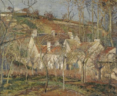 Kırmızı çatılar, bir köyün köşesi, kış, 1877 by Camille Jacob Pissarro