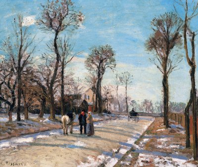 Versay Yolu, Louveciennes, Kış Güneşi ve Kar, c. 1870 by Camille Jacob Pissarro