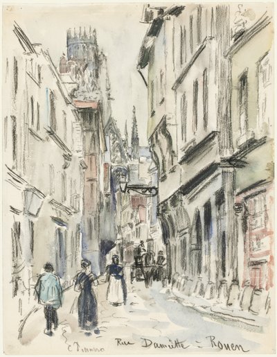 Rue Damiette, Rouen, c. 1884. by Camille Jacob Pissarro