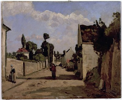 Rue de lHermitage, Pontoise, c.1867 (panel üzerine monte edilmiş tuval üzerine yağlı boya) by Camille Jacob Pissarro