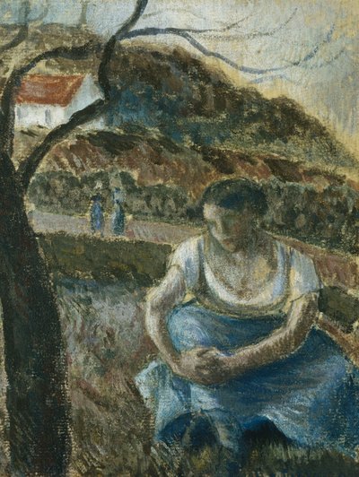 Oturan Köylü; Oturan Köylü Kadın, 1880 dolayları by Camille Jacob Pissarro
