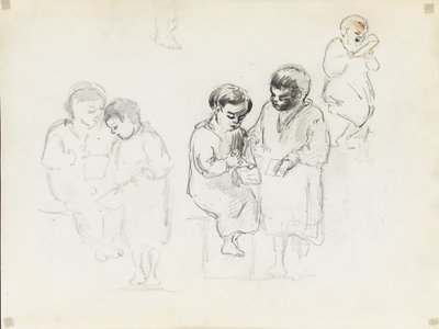İki çocuğun okuma çalışmaları by Camille Jacob Pissarro
