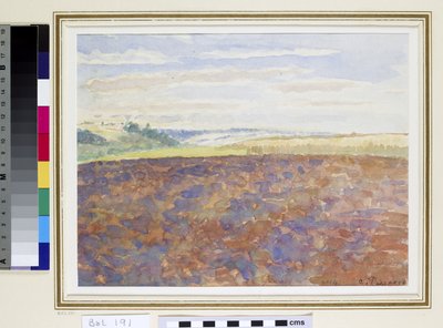 Sürülmüş tarlalı bir peyzaj çalışması, Eragny-sur-Epte, c.1887-89 (kağıt üzerinde wc) by Camille Jacob Pissarro