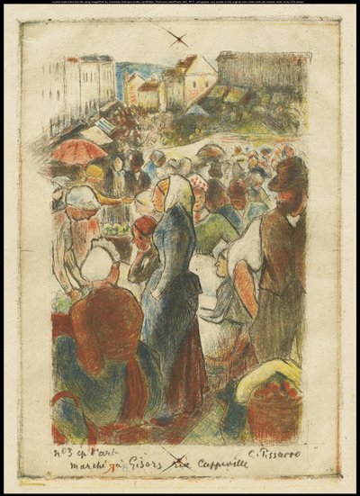 Gisors Pazarı, Rue Cappeville, 1894 dolayları by Camille Jacob Pissarro
