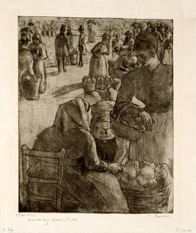 Pontoise Sebze Pazarı, 1891 by Camille Jacob Pissarro