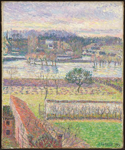 Penceremden Görünüm, Sel, Akşam, Eragny; Penceremden manzara, sel, akşam etkisi, Eragny, 1893 by Camille Jacob Pissarro