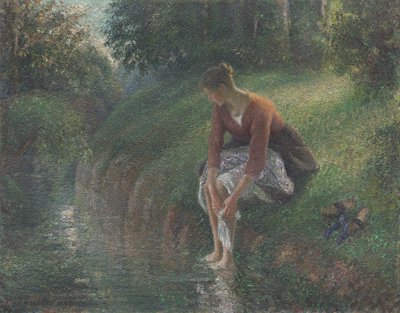 Derede Ayaklarını Yıkanan Kadın, 1894-95 by Camille Jacob Pissarro