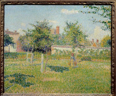 Bezli Kadın veya “Eragny Öncesinde Bahar Güneşi”” Camille Pissarro (1830-1903) 1887 Güneş Tablosu. 0,54x0,65 m Paris, musee d