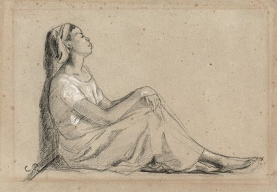 Oturan Genç Siyahi Kadın, 1855-7 by Camille Jacob Pissarro