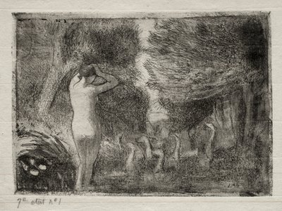 Bather ve Kazlar by Camille Pissarro