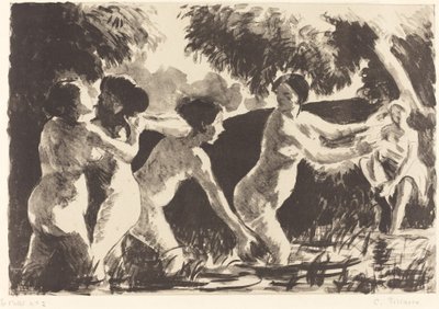 Yıkananlar Güreş Baigneuses luttants, c. 1896. by Camille Pissarro