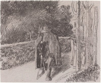 Koltuk Değneği Mendiantlı Dilenci, a la bequille, 1897. by Camille Pissarro