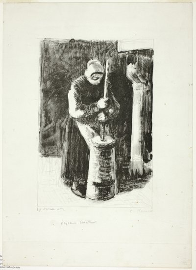Süt çalkalayan köylü kadın by Camille Pissarro