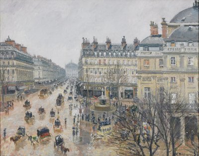 Fransız Tiyatro Meydanı, Paris: Yağmur by Camille Jacob Pissarro