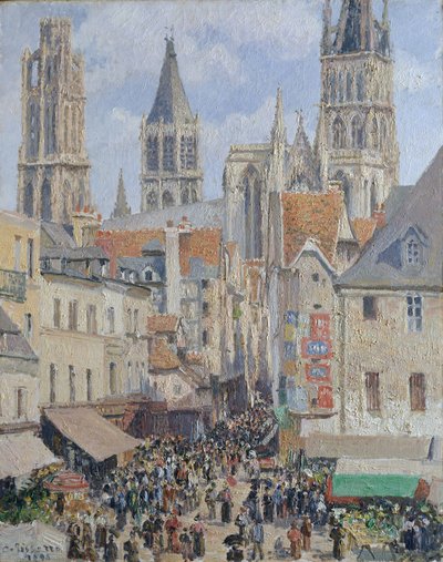 Bakkal Sokağı, Rouen (Güneş Işığının Etkisi) by Camille Jacob Pissarro