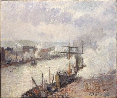Rouen Limanındaki Vapurlar by Camille Pissarro