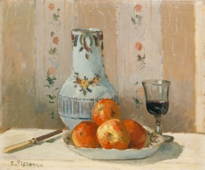Elma ve Sürahi ile Natürmort, 1872. by Camille Jacob Pissarro