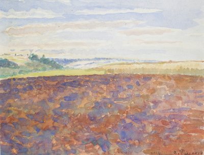 Sürülmüş tarlalı bir peyzaj çalışması, Eragny-sur-Epte, c1886-1890 by Camille Pissarro