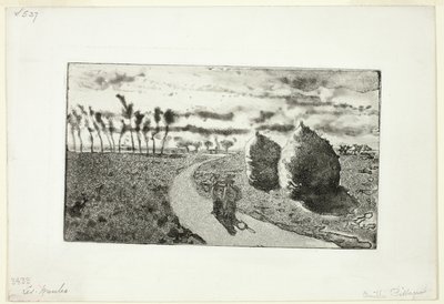 Saman Yığınları ile Alacakaranlık by Camille Pissarro