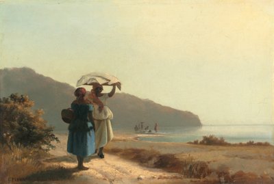 Deniz Kenarında Sohbet Eden İki Kadın, St. Thomas by Camille Pissarro