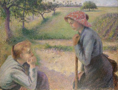 İki Genç Köylü Kadın by Camille Jacob Pissarro