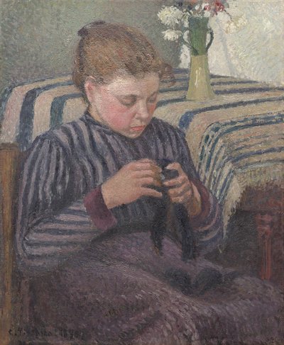 Onarılan Kadın, 1895. by Camille Pissarro