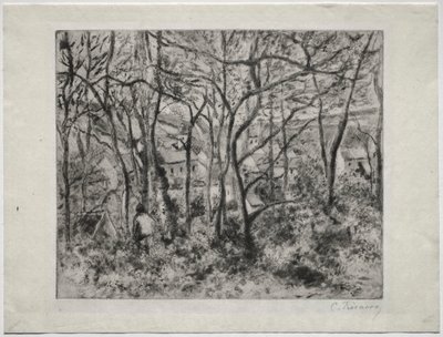 L'Hermitage, Pontoise'da Ormanlık Peyzaj by Camille Pissarro