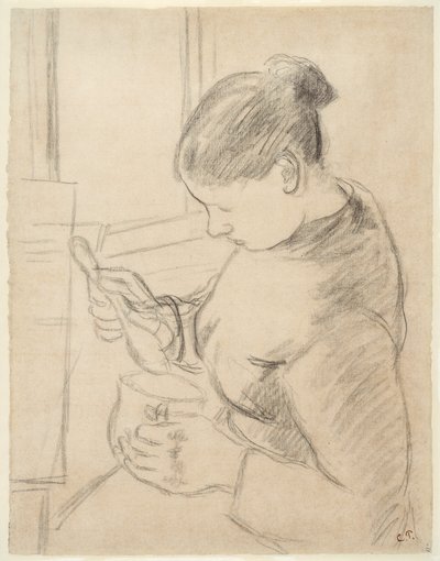Kahvesini İçen Genç Köylü by Camille Pissarro