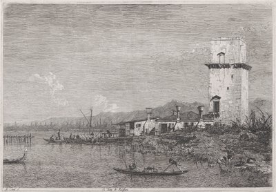 La Torre di Malghera (Malghera Kulesi), Vedute (Görüntüler) dizisinden by Canaletto (Giovanni Antonio Canal)