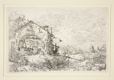 Kuyuda Bir Kadınla Manzara, Vedute (Görüntüler) dizisinden by Canaletto (Giovanni Antonio Canal)