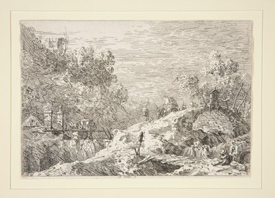 Vedute (Görüntüler) dizisinden Beş Köprülü Dağ Manzarası by Canaletto (Giovanni Antonio Canal)