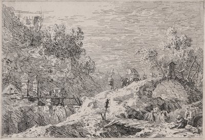 Vedute (Görüntüler) dizisinden Beş Köprülü Dağ Manzarası by Canaletto (Giovanni Antonio Canal)