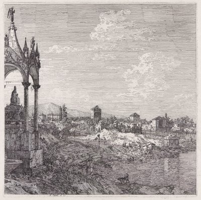 Piskoposlu Bir Kasabanın Görünümü by Canaletto (Giovanni Antonio Canal)