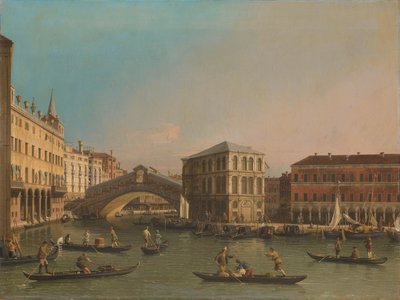 Rialto Köprüsü ve Fondaco dei Tedeschi ile Büyük Kanal by Canaletto (workshop of)