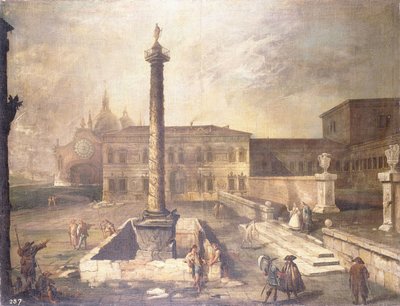 Marcus Aurelius Sütunu ile Sarayın Önündeki Piazza