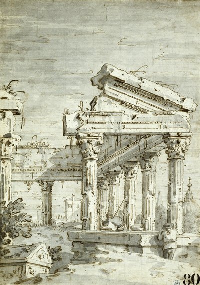 Capriccio: Yıkılmış Bir Klasik Tapınak by Canaletto