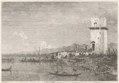 La Torre di Malghera Mevcut ve icat edilmiş mekanlardaki yüzler (dizi başlığı) Vedute altre prese da i Luoghi altre de Antonio Canal fikri (seri başlığı) by Canaletto