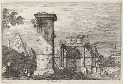 Yıkılmış Anıtlarla Peyzaj, c. 1740. by Canaletto