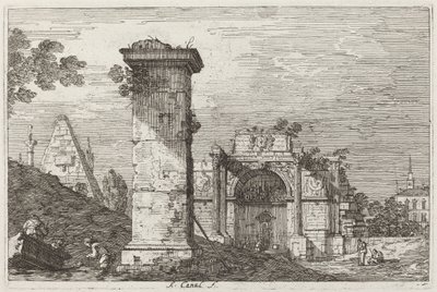 Yıkılmış Anıtlarla Peyzaj [sağda] by Canaletto