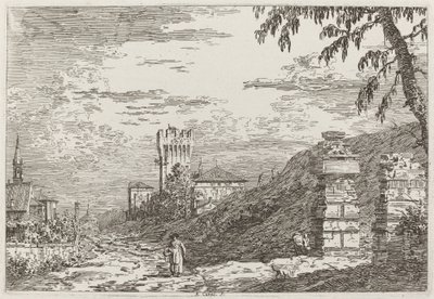 Kule ve İki Harap Sütunlu Manzara [solda], c. 17351746. by Canaletto