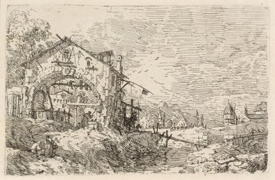 Kuyuda Bir Kadınla Manzara by Canaletto