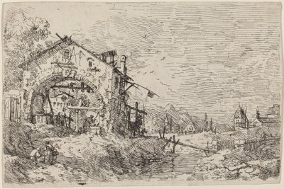 Kuyuda Bir Kadınla Manzara by Canaletto
