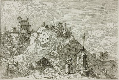 Vedute'den Duada Hacı ile Manzara by Canaletto