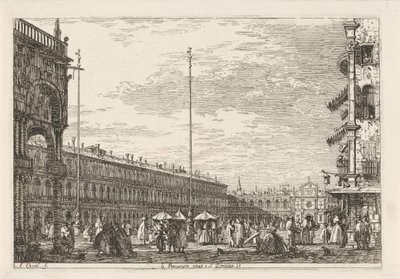 San Marco Meydanı Le procuratie niove e S. Ziminian V. (nesne üzerindeki başlık) Mevcut ve icat edilmiş mekanlardaki yüzler (dizi başlığı) Vedute altre prese da i Luoghi altre de Antonio Canal fikri (seri başlığı) by Canaletto